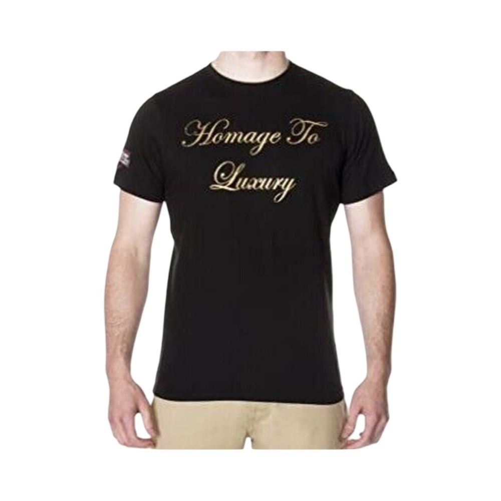 65 MCMLXV Homage To Luxury Black Graphic Logo Tee NWT Size L